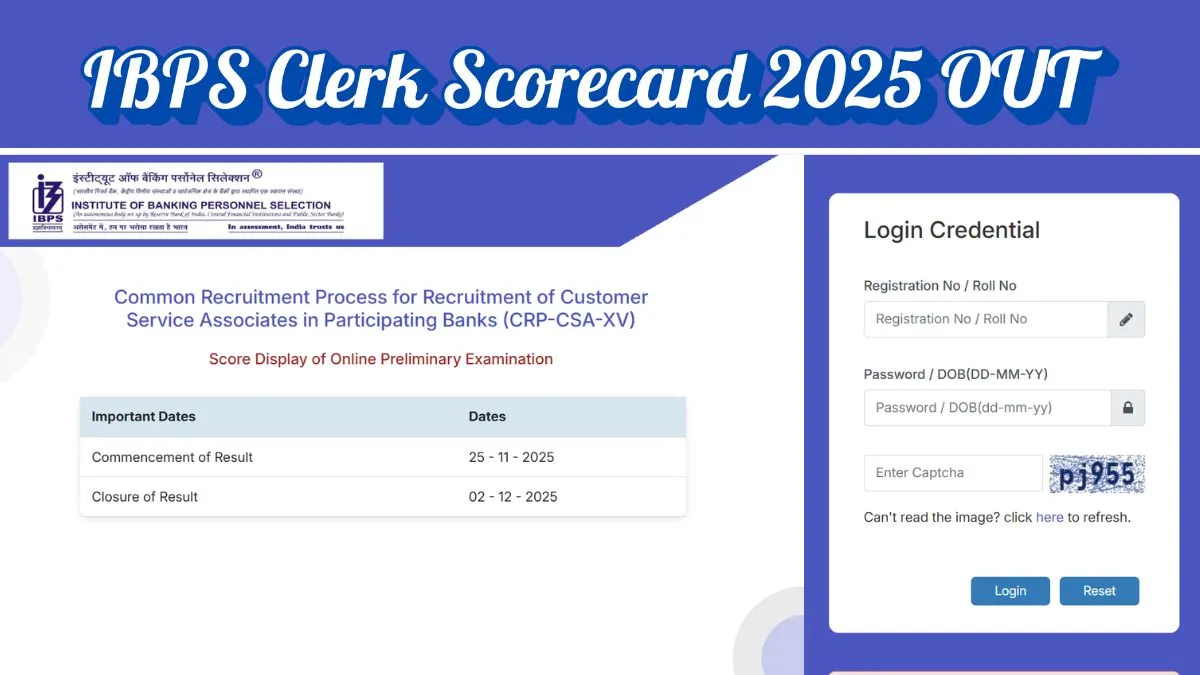 IBPS Clerk Scorecard 2025 OUT