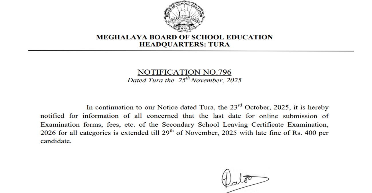 MBOSE SSLC Exam 2026 Form Submission Extended, Apply at mbose.in