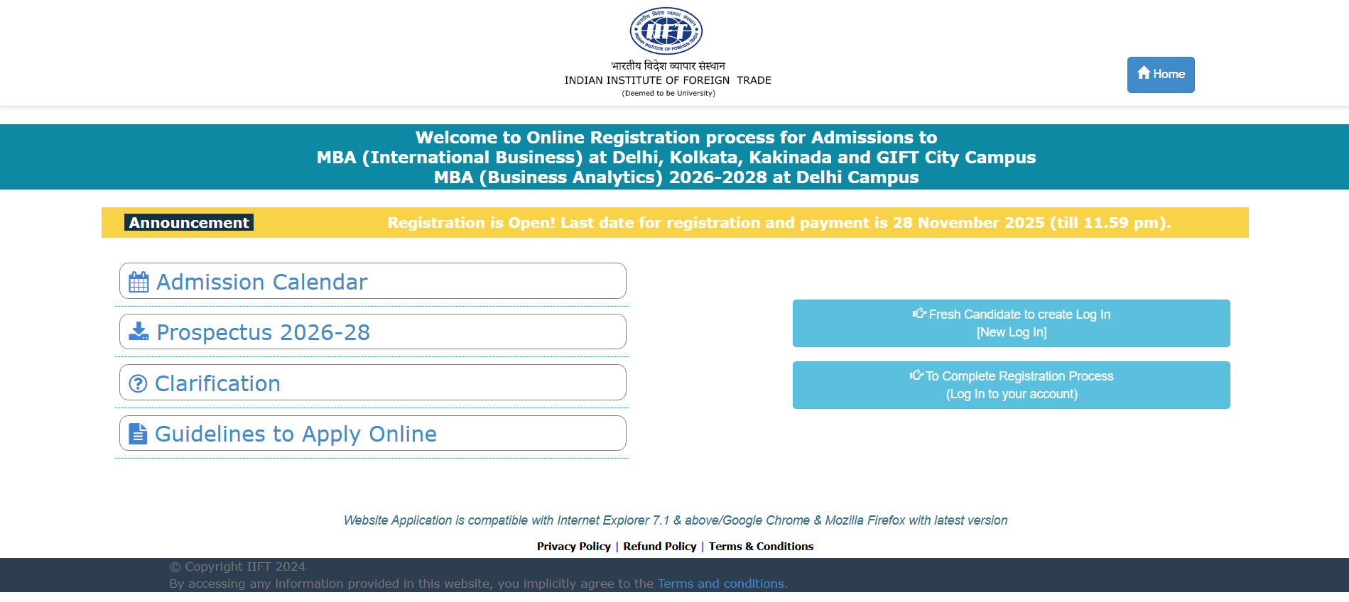 IIFT 2026 Registration Ends Today for MBA IB, BA Programmes; Apply at applyadmission.net/IIFT2026