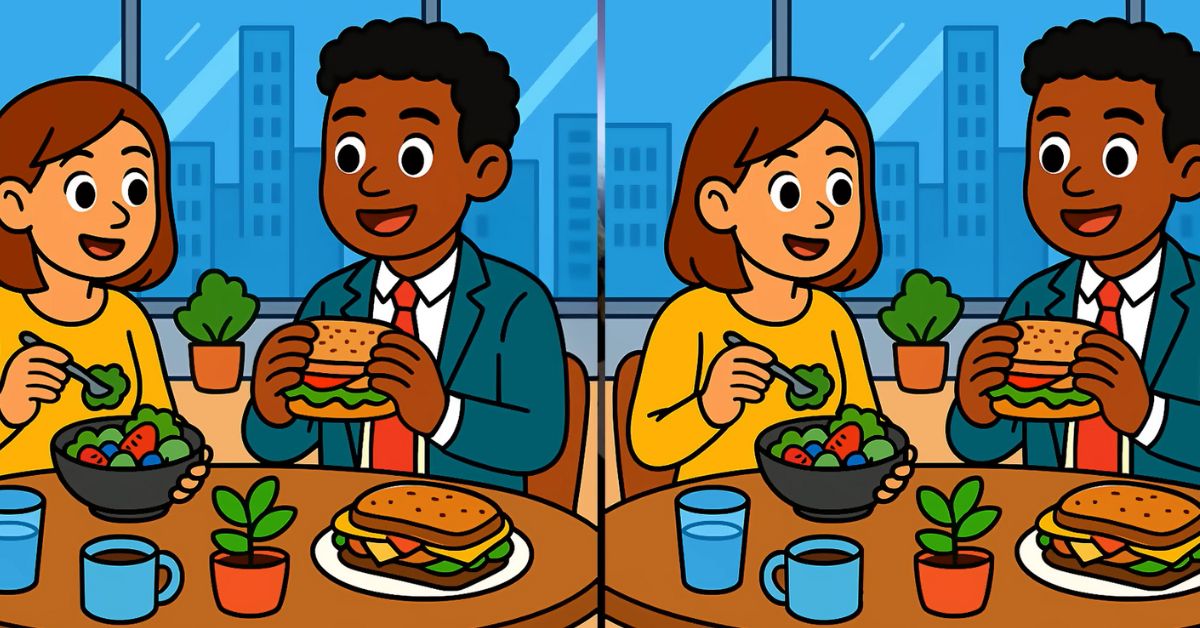 Find the 3 Differences in People Having Lunch Beat the 49-Second Challenge!