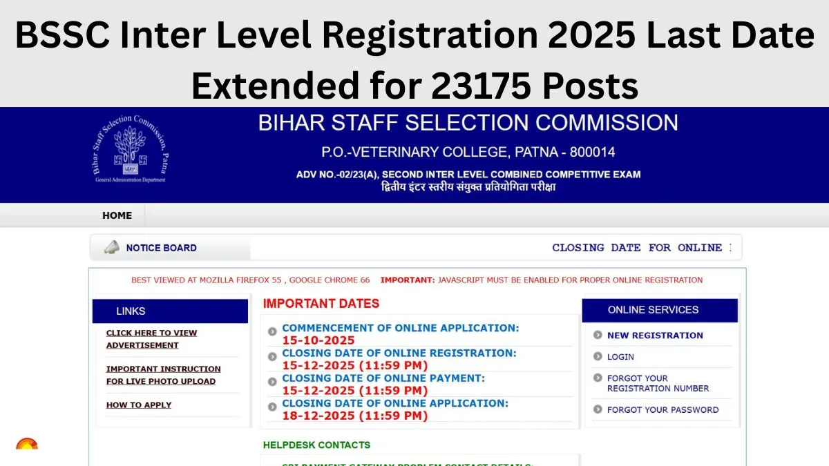 BSSC Inter Level Vacancy Last Date