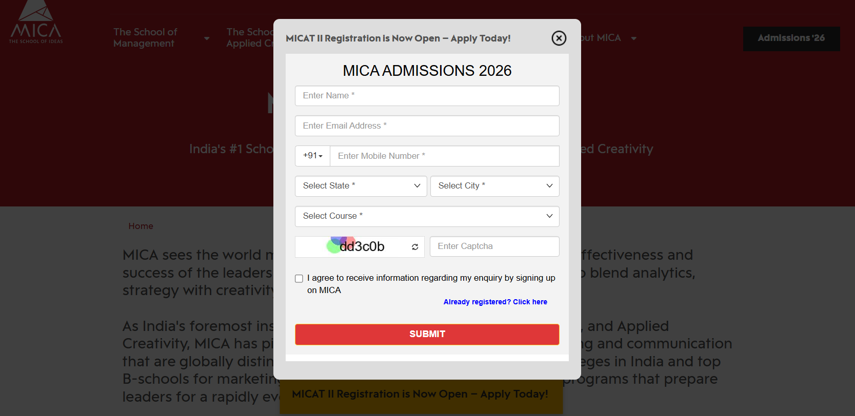MICAT Admit Card 2026: Phase 1 Exam Hall Ticket Tomorrow at mica.ac.in; Details Here