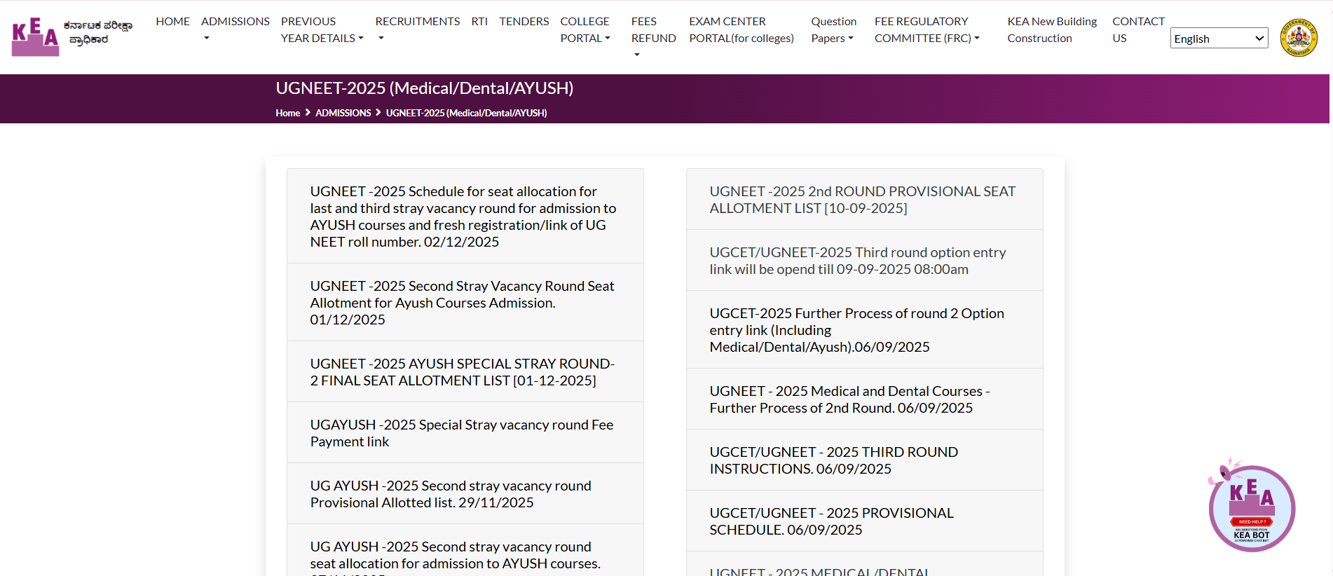 Karnataka AYUSH UGNEET 2025: Counselling Round 3 Stray Vacancy Registration Begins at cetonline.karnataka.gov.in
