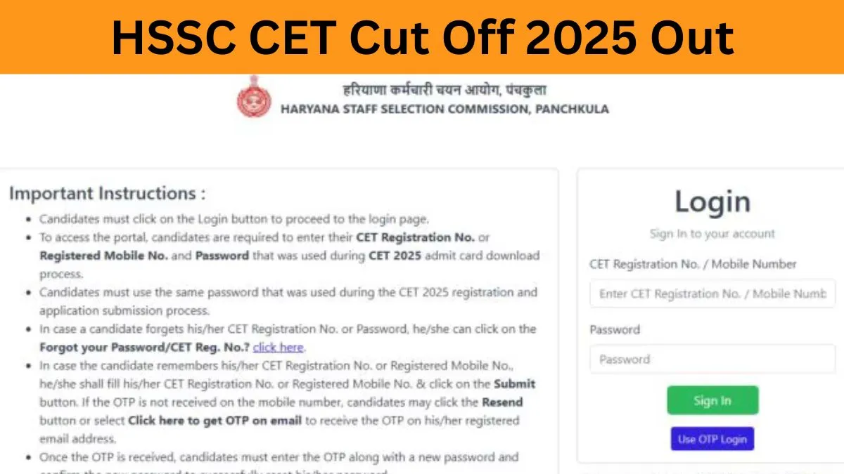 HSSC CET Cut Off