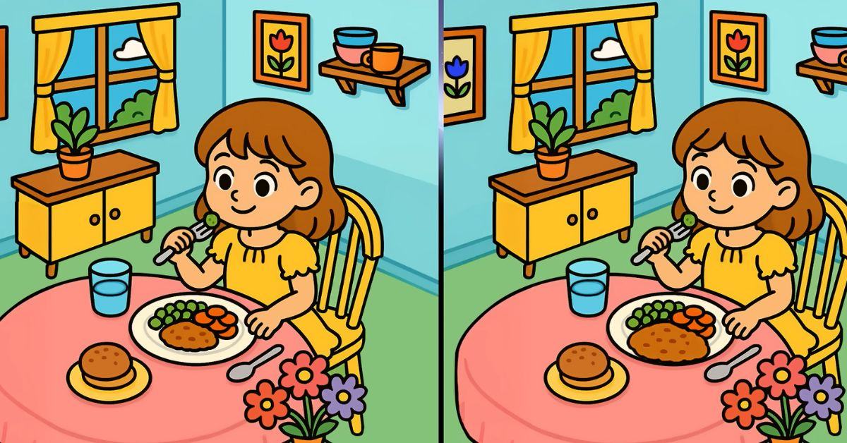 Spot the 3 Differences in Little Girl Eating Food Beat the 51-Second Challenge!