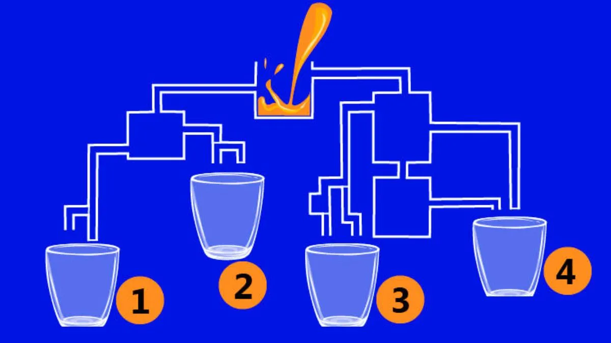 Which glass will fill first with orange juice?