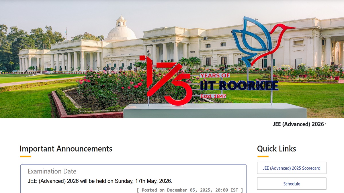 JEE Advanced 2026 Exam Date Announced, Check Schedule at jeeadv.ac.in