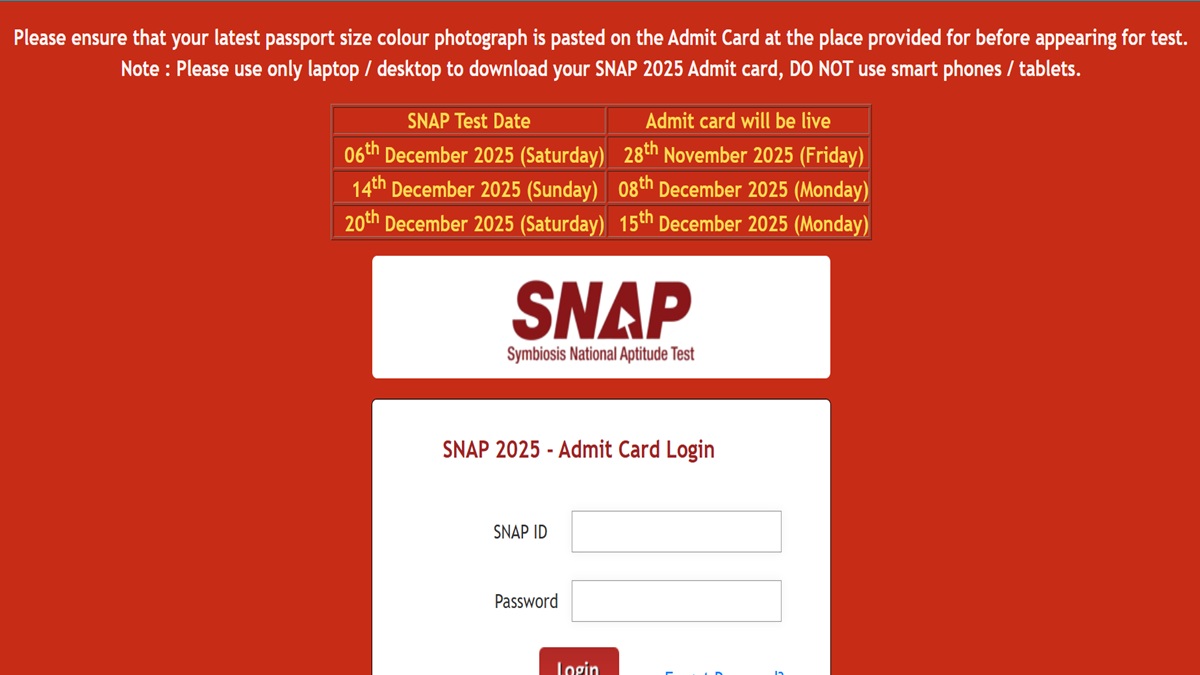 SNAP Test 2 Admit Card 2025 Out, Download Hall Ticket at snaptest.org