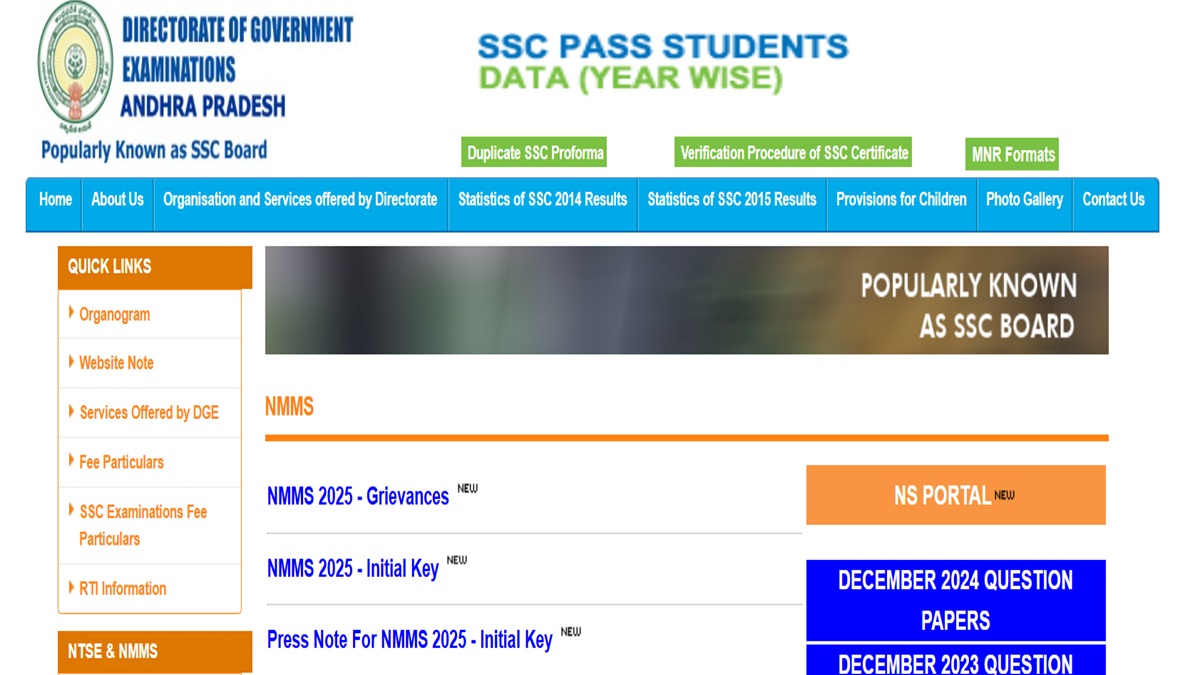 AP NMMS 2025 December Initial Answer Key Released at bse.ap.gov.in; Result Expected Soon