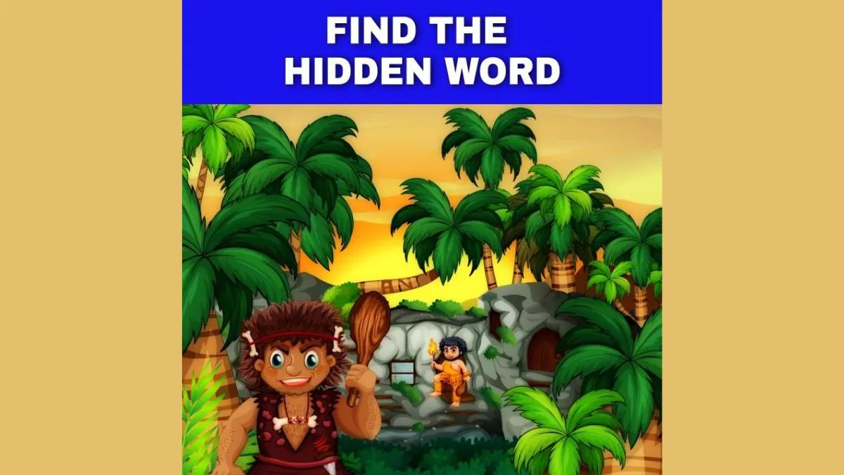 Find the Hidden Word in this Tribal-Style Cartoon Character of an Optical Illusion