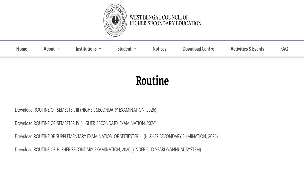 WB HS Exam Routine 2026 Out