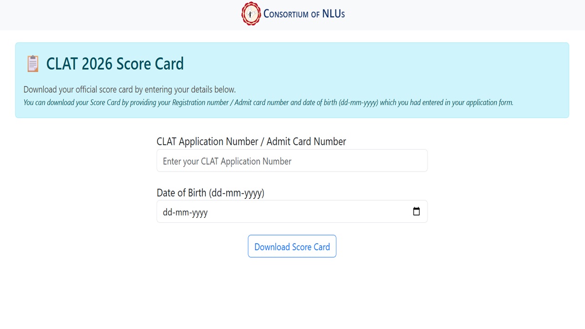 CLAT 2026 Results Out at consortiumofnlus.ac.in