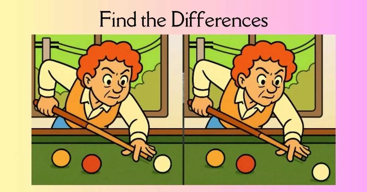 Spot the 3 Differences in Man Playing Snooker 