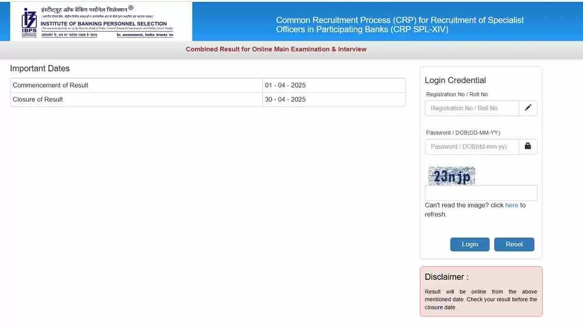 IBPS SO Final Result 2025