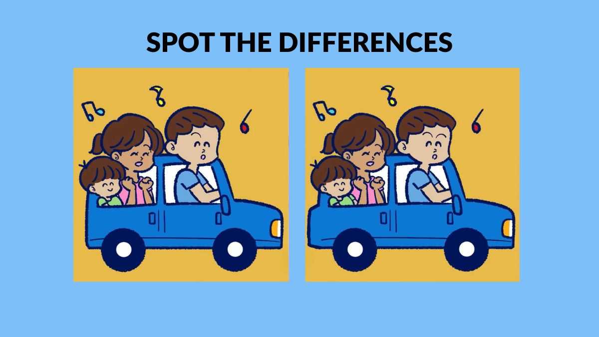 Spot the three differences between the family in the car pictures in 27 ...