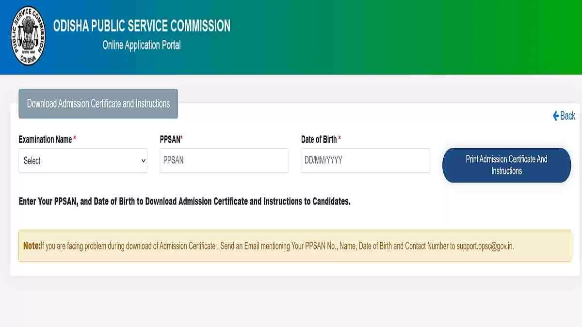 OPSC OCS Admit card Download