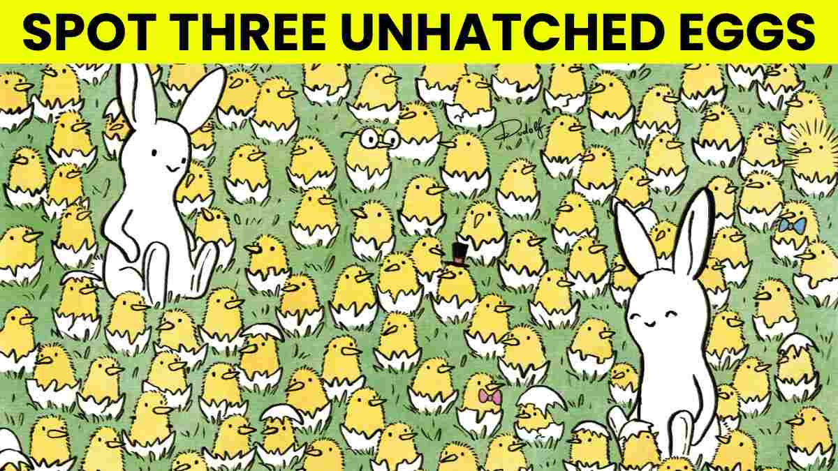 Picture Puzzle IQ Test: Can You Spot 3 Unhatched Eggs Among The Chicks In 5 Seconds?