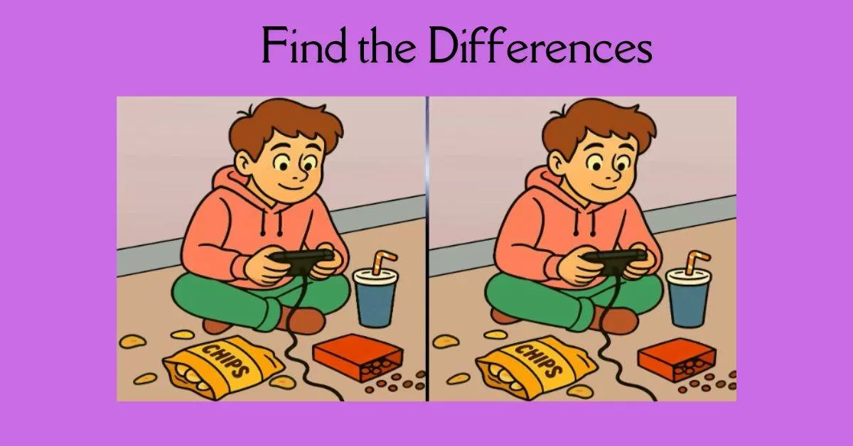 Spot the 3 Differences in Kid Playing Videogame
