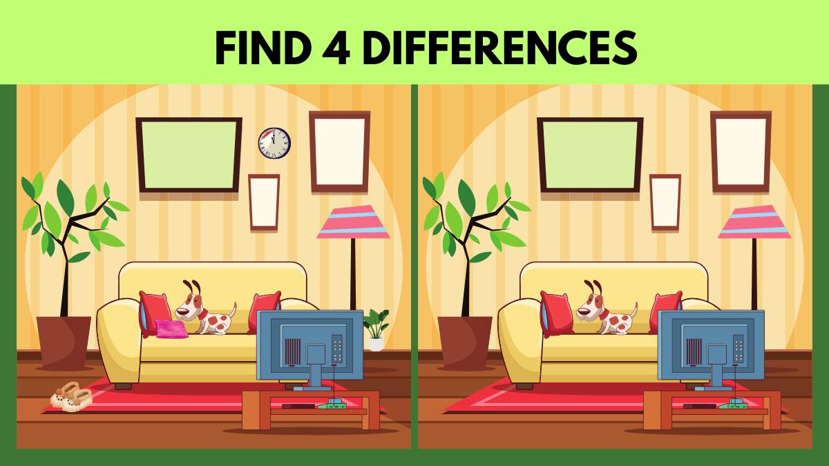 Visual Test: Spot 4 Differences in this Living Room Image in 10 Seconds