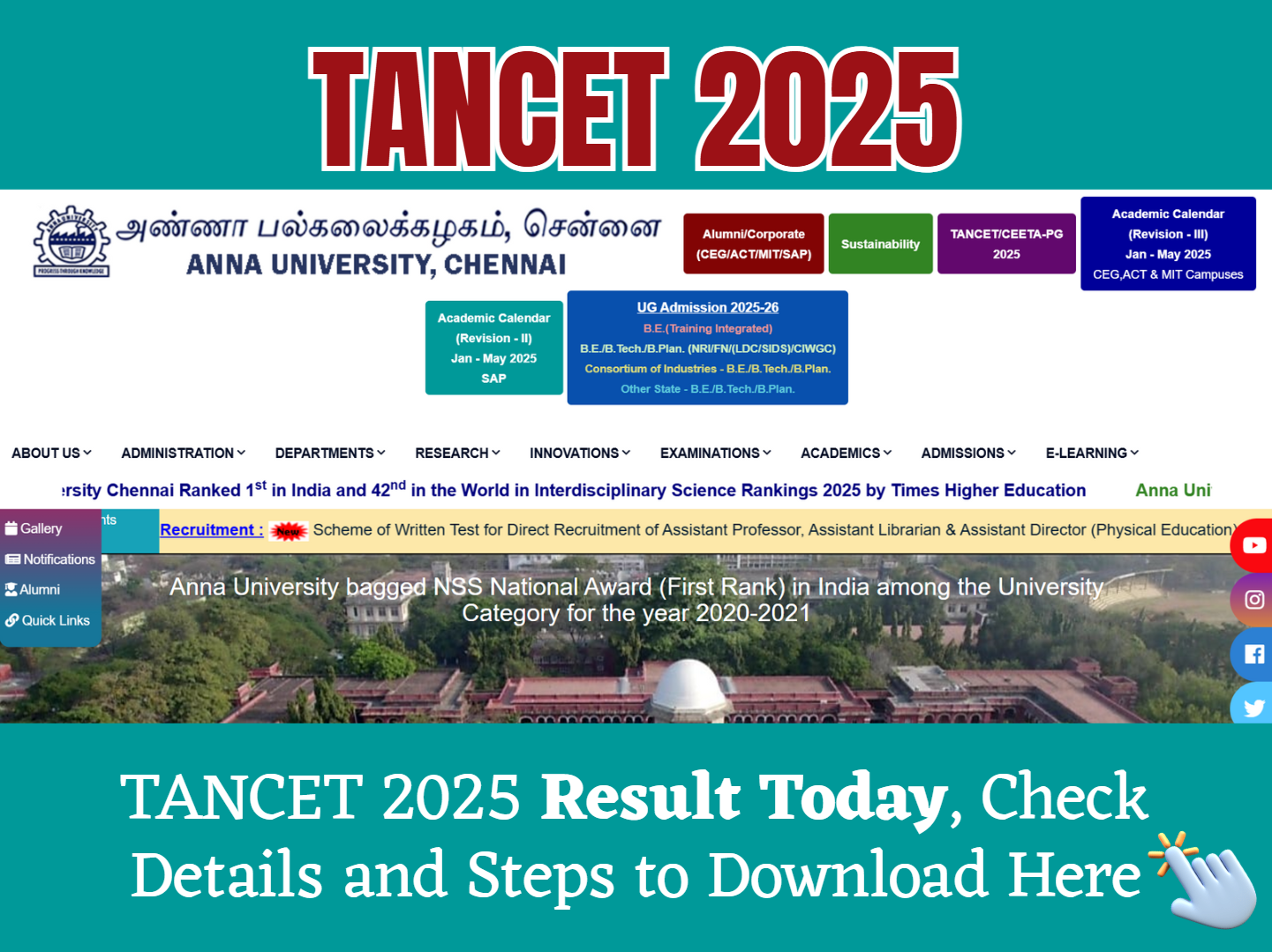 TANCET 2025 Result Release Today at tancet.annauniv.edu; Direct Link Here to Download