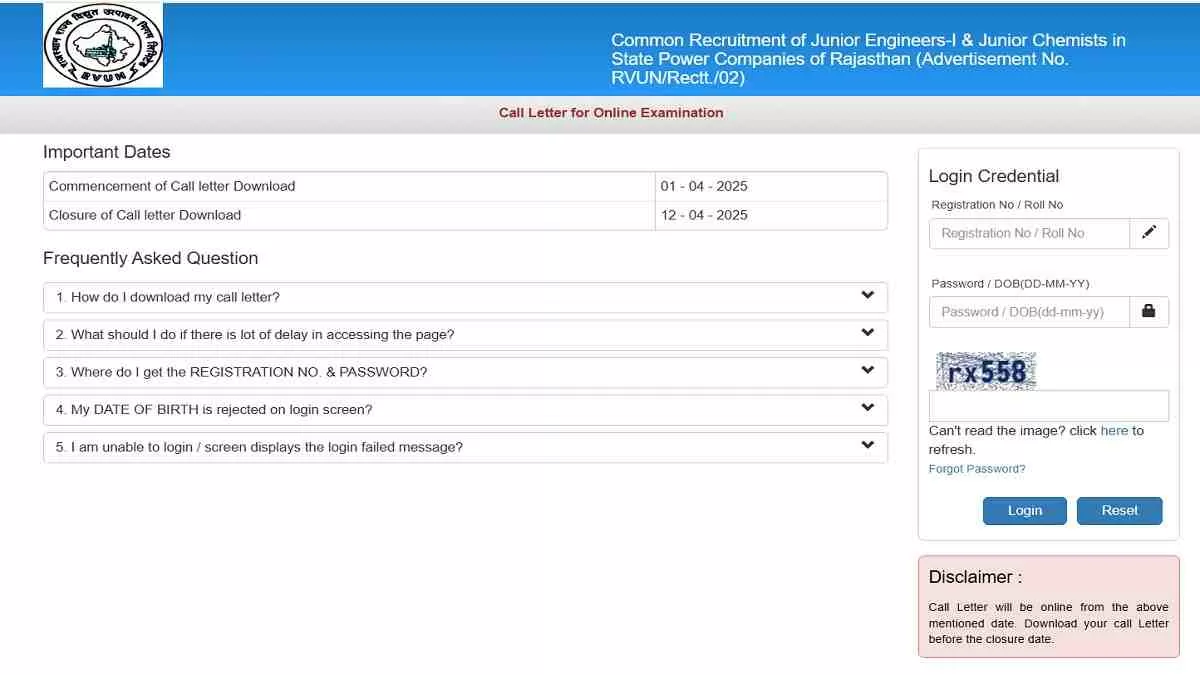 Get all details about RVUNL JE Admit Card 2025 here
