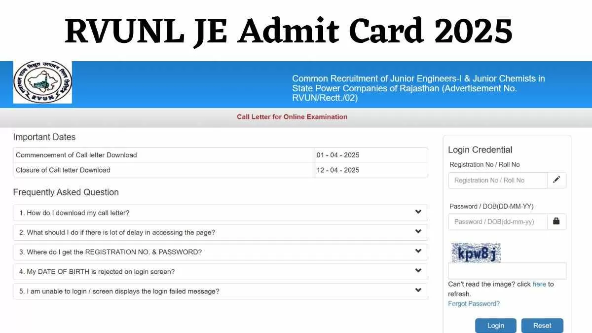 RVUNL JE Admit Card 2025: राजस्थान राज्य विद्युत उत्पादन निगम लिमिटेड परीक्षा के हॉल टिकेट जारी, ये रहा लिंक  