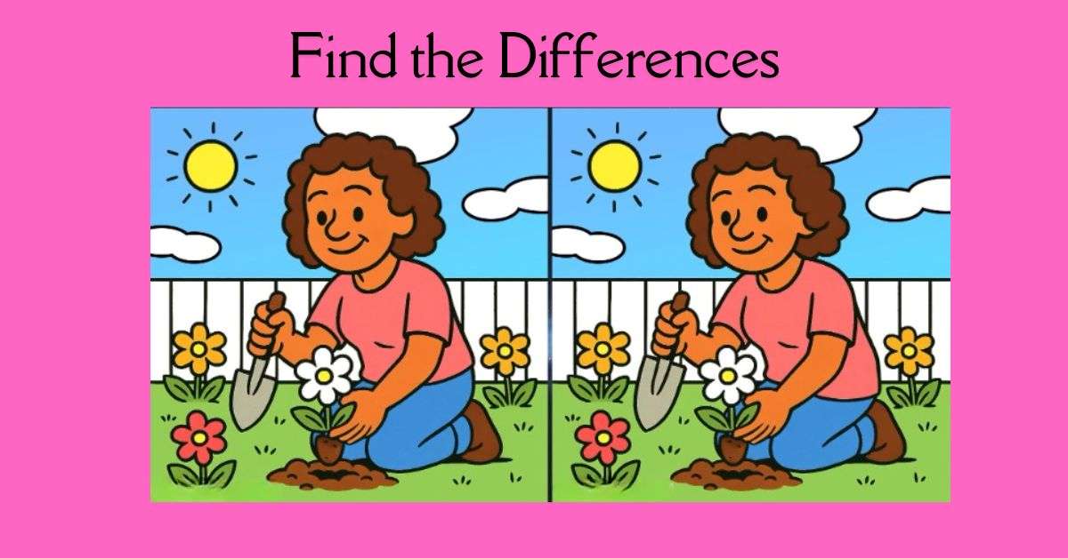 Spot the 3 Differences in Girl Planting Flowers– Beat the 19-Second Challenge!