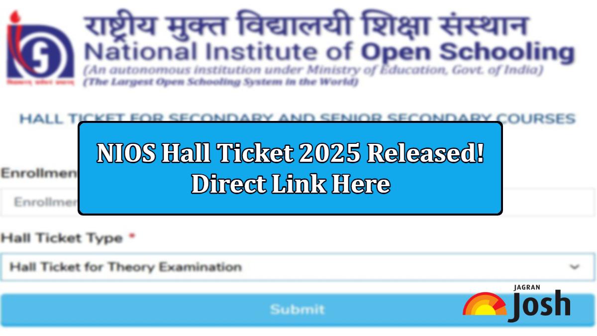 NIOS Hall Ticket 2025: Released For Class 10th, 12th at sdmis.nios.ac.in; Direct link Here