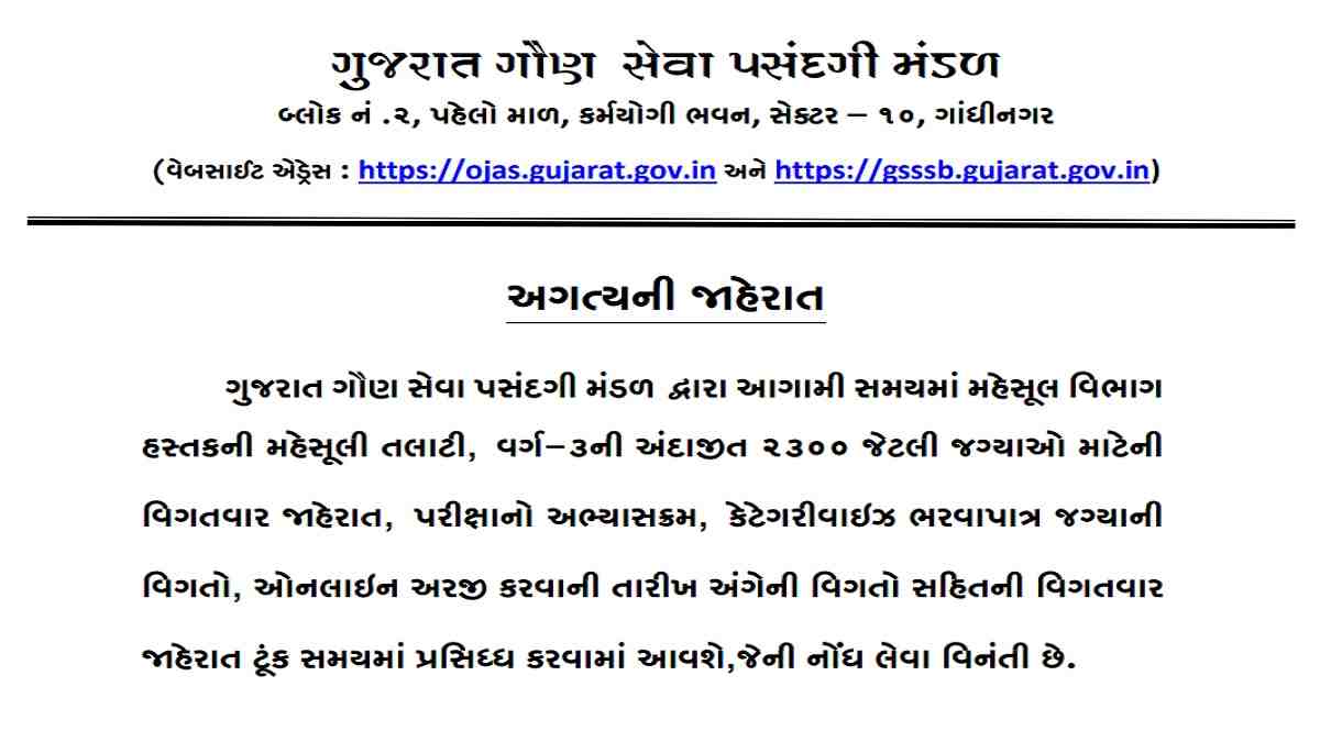 GSSSB Revenue Talathi Recruitment 2025: Apply Online For 2389 Patwari vacancies, Check notification, eligibility and others 