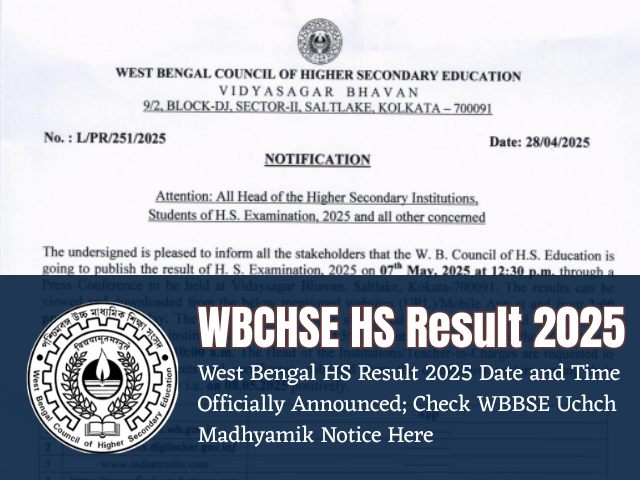 WBCHSE HS Result 2025 date and time announced, check details here.