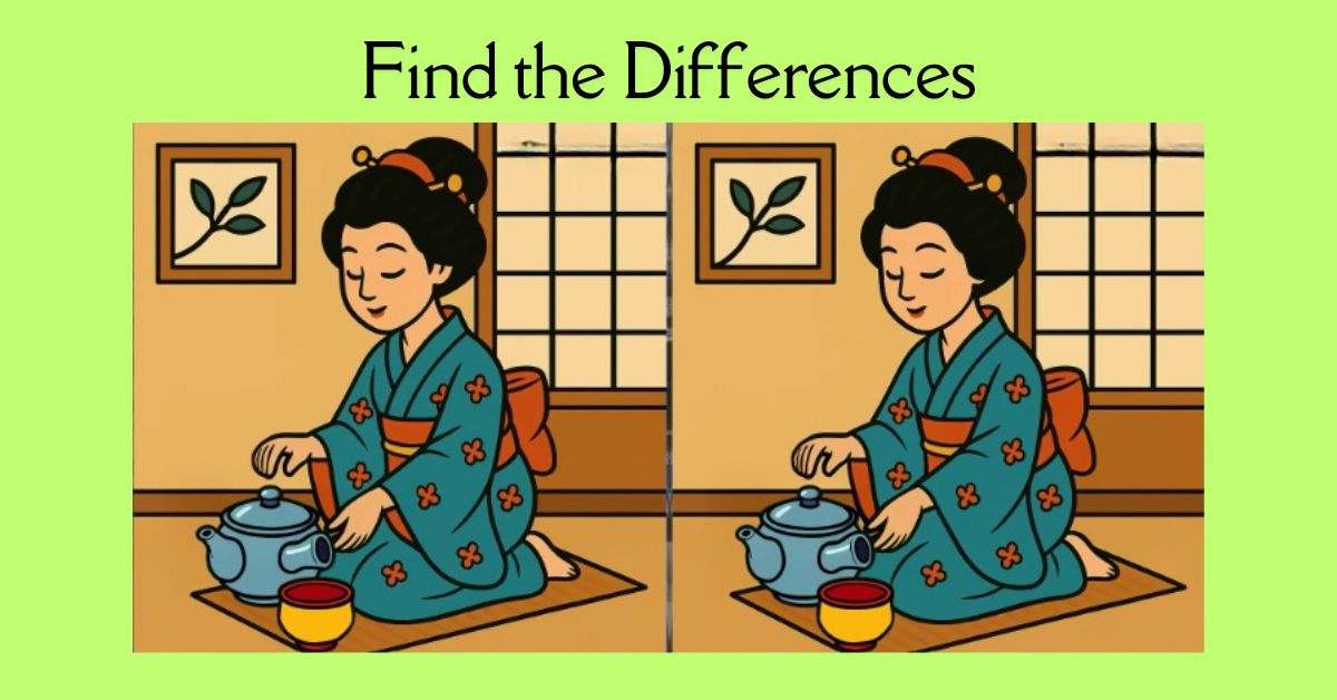 Spot the 3 Differences in Lady Serving Tea Beat the 33-Second Challenge!