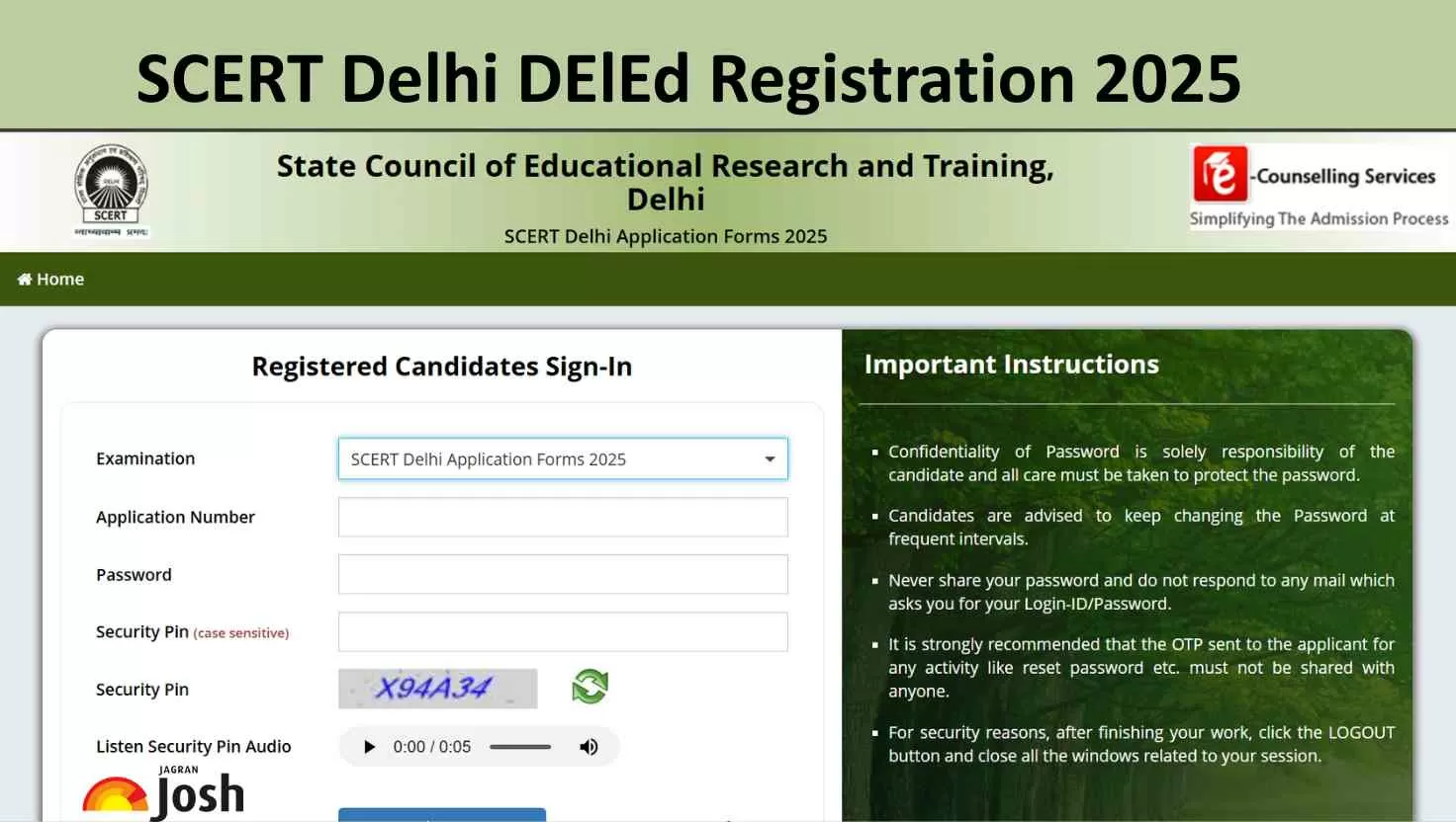 SCERT Delhi DElEd Application Form 2025 now available at scertdelhi.admissions.nic.in