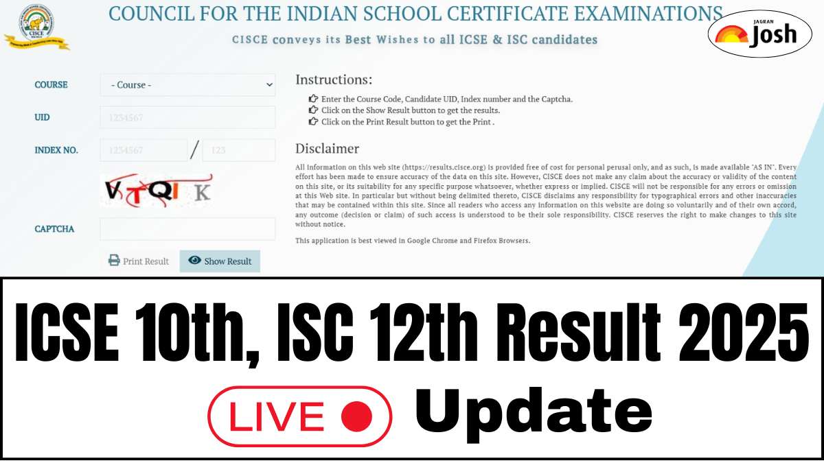 ICSE 10th, ISC 12th Result 2025 LIVE: CISCE Result at results.cisce.org; How to Check Board Exam Results Here