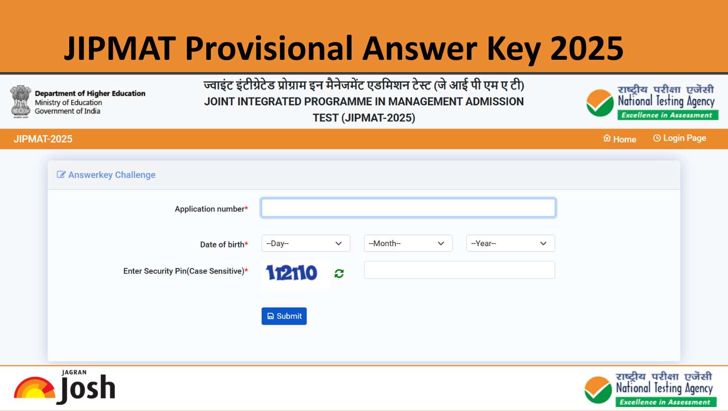 JIPMAT Answer Key 2025 OUT: Check NTA JIPMAT Provisional Answer Key and Steps to Raise Objections and Key Details Here