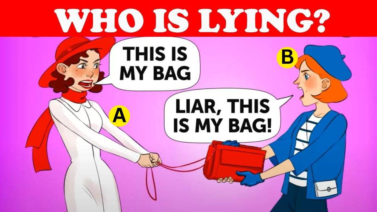 Brain Teaser IQ Test: Spot Who Is The Real Owner Of The Bag? Only 1% Observant Catch The Liar In 5 Seconds!