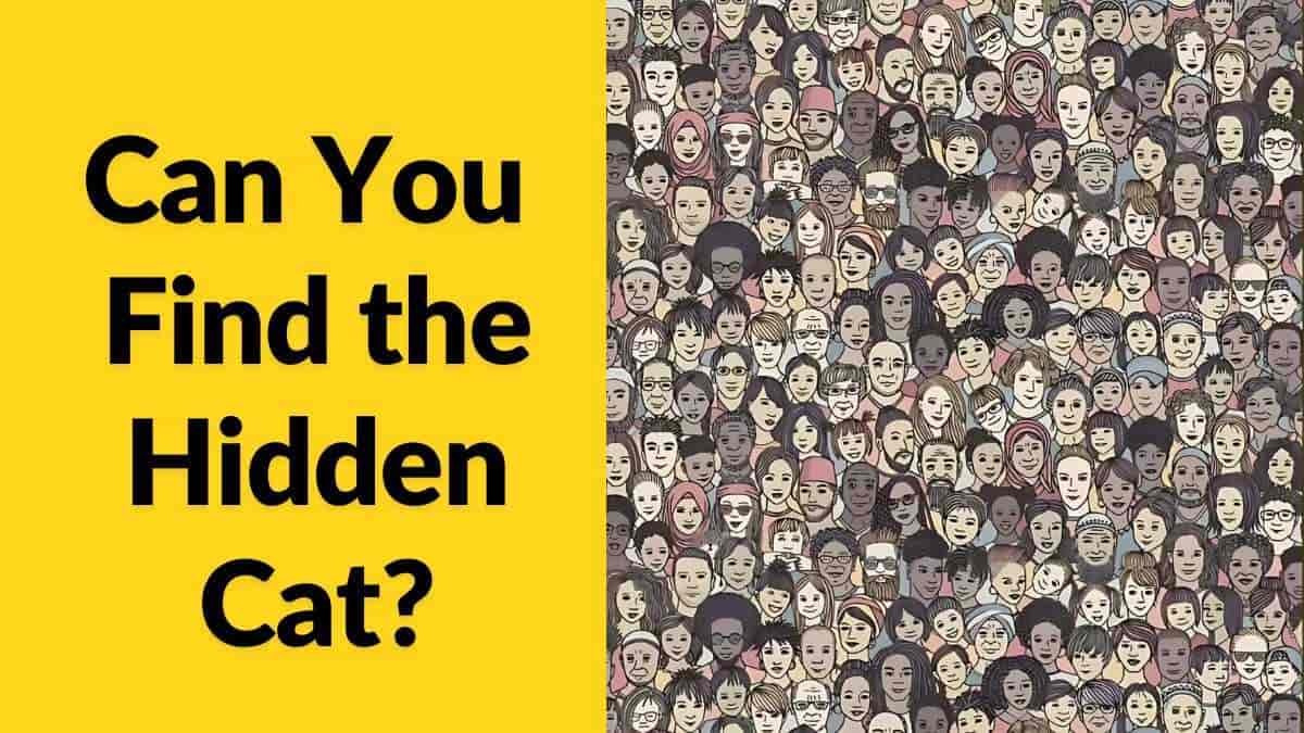 You have superior eyesight if you can spot the hidden cat among humans in 9 seconds!