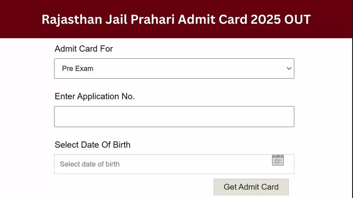 Rajasthan Jail Prahari Admit Card 2025 OUT
