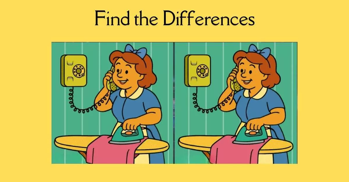 Spot the 3 Differences in Lady Talking on Telephone 