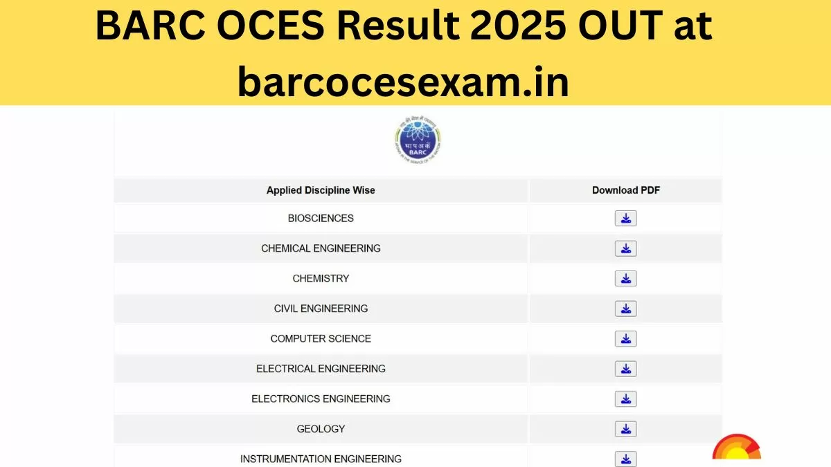 BARC OCES Result 2025 PDF Released at barcocesexam.in, Direct Download Link Here