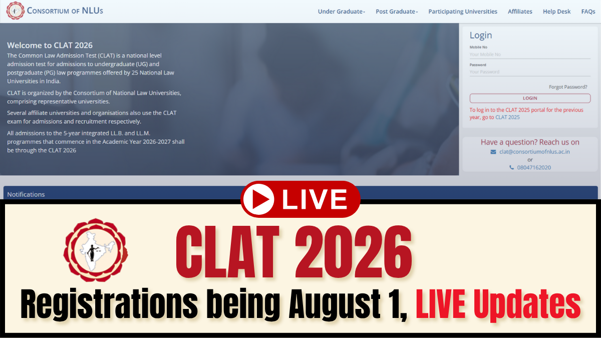 CLAT 2025 Registration LIVE: Begins Today atconsortiumofnlus.ac.in; Apply Now, Fees, Application Process, Guidelines