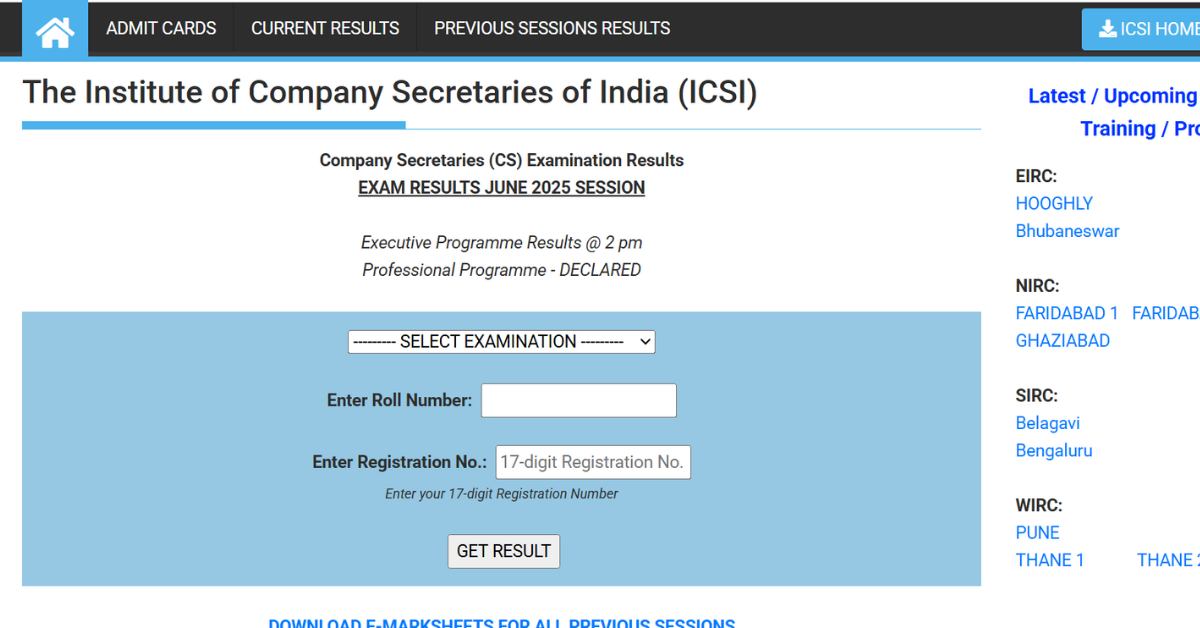ICSI Result 2025 Live: CS Professional Scorecard OUT, Executive Result Shortly at icsi.edu; Toppers Name Here