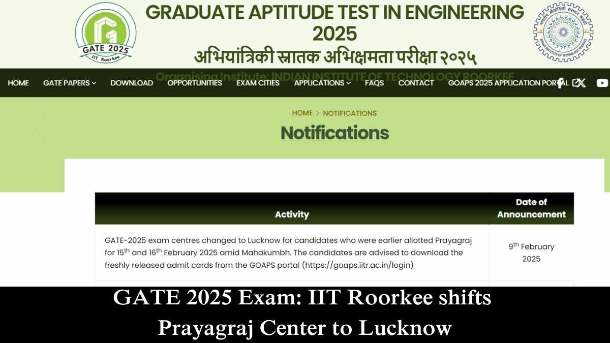 GATE 2025 examination center shifted from Prayagraj to Lucknow due to Mahakumbh.