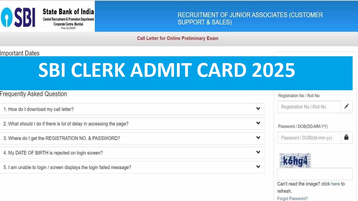 SBI Clerk Pre Admit Card 2025 Download Link