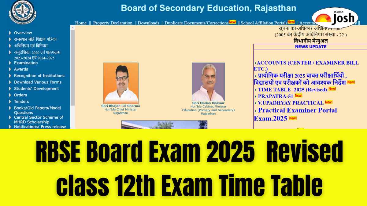 RBSE Board Exam 2025: Rajasthan Board Revised class 12th Exam Time Table to Avoid Clash with JEE Main Session 2 Details Here