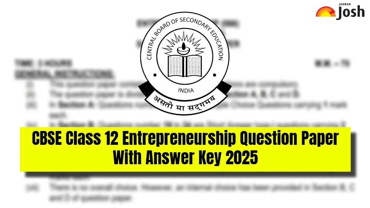 CBSE 12th Entrepreneurship Question Paper 2025 PDF along with the answer key and exam analysis.