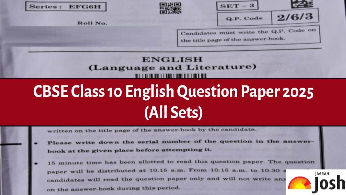CBSE Class 10 English Question Paper 2025, All SETs Download PDF