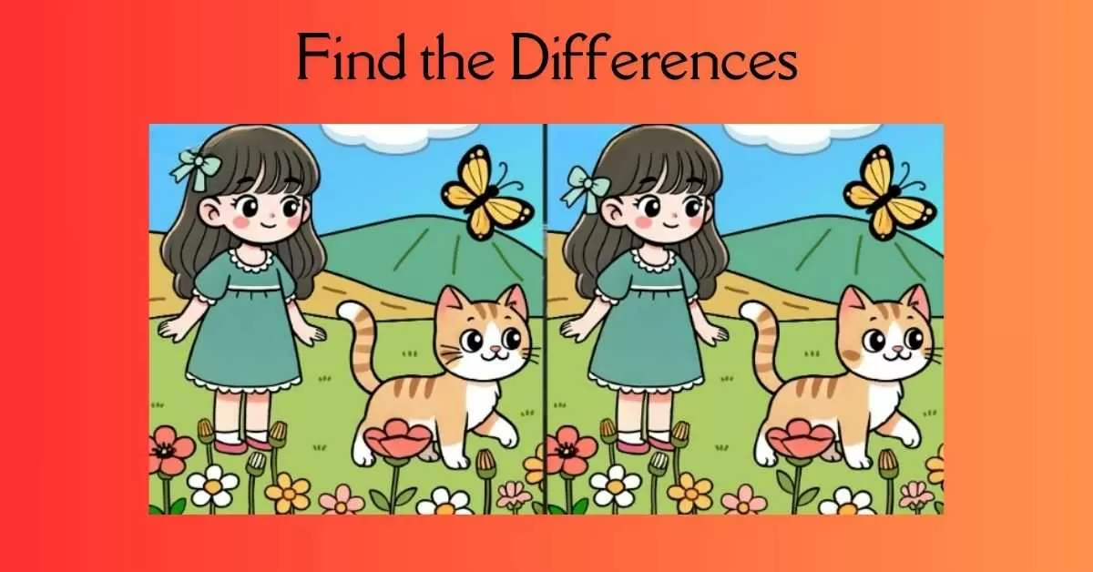 Spot the 3 Differences in Girl Roaming in the Garden