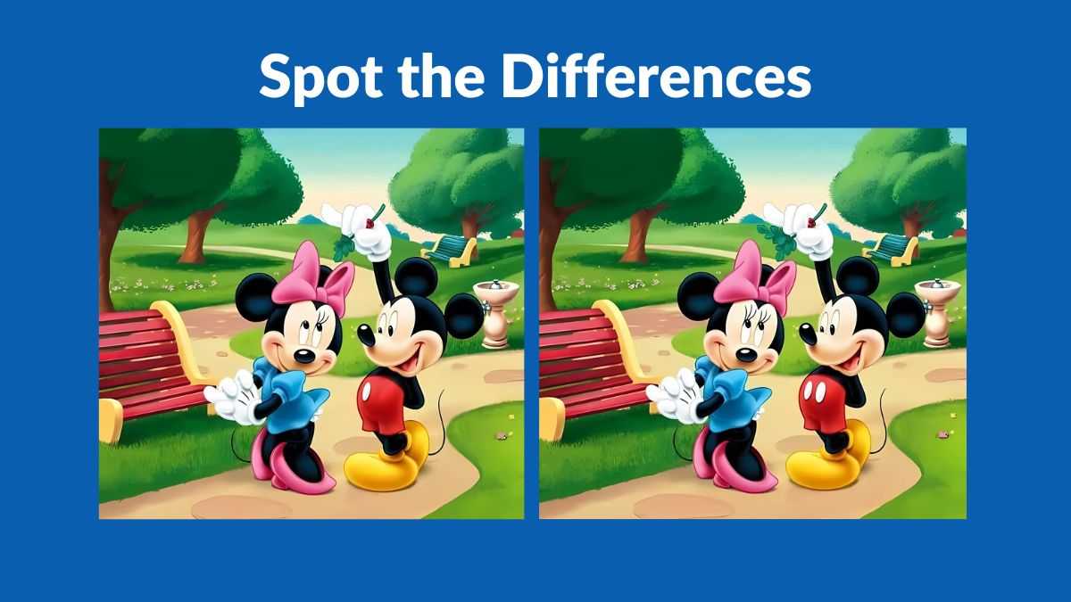Spot 3 differences between the Mickey and Minnie pictures in 15 seconds! 