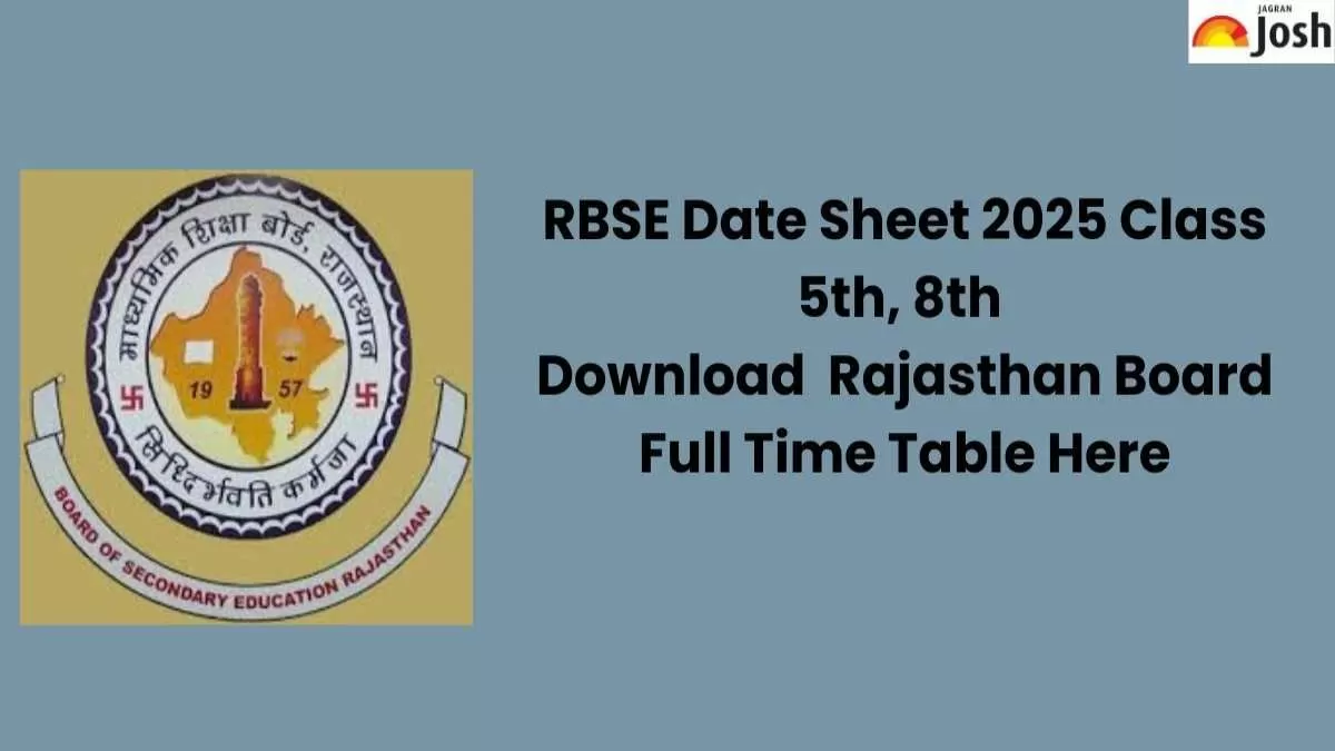 RBSE Class 5th, 8th Date Sheet 2025