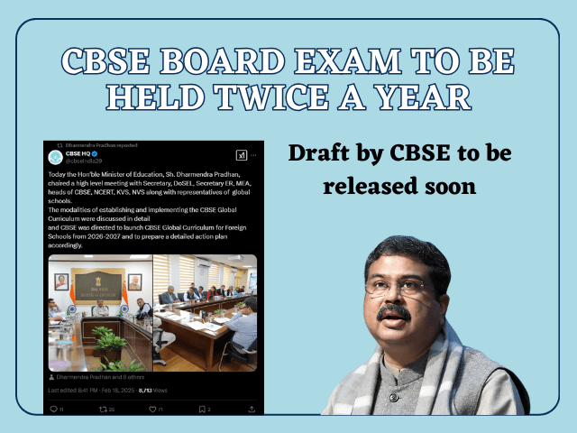 The Central Board of Secondary Education (CBSE) will introduce a global curriculum in the 2026-27 academic year with board exams happening twice a year. 